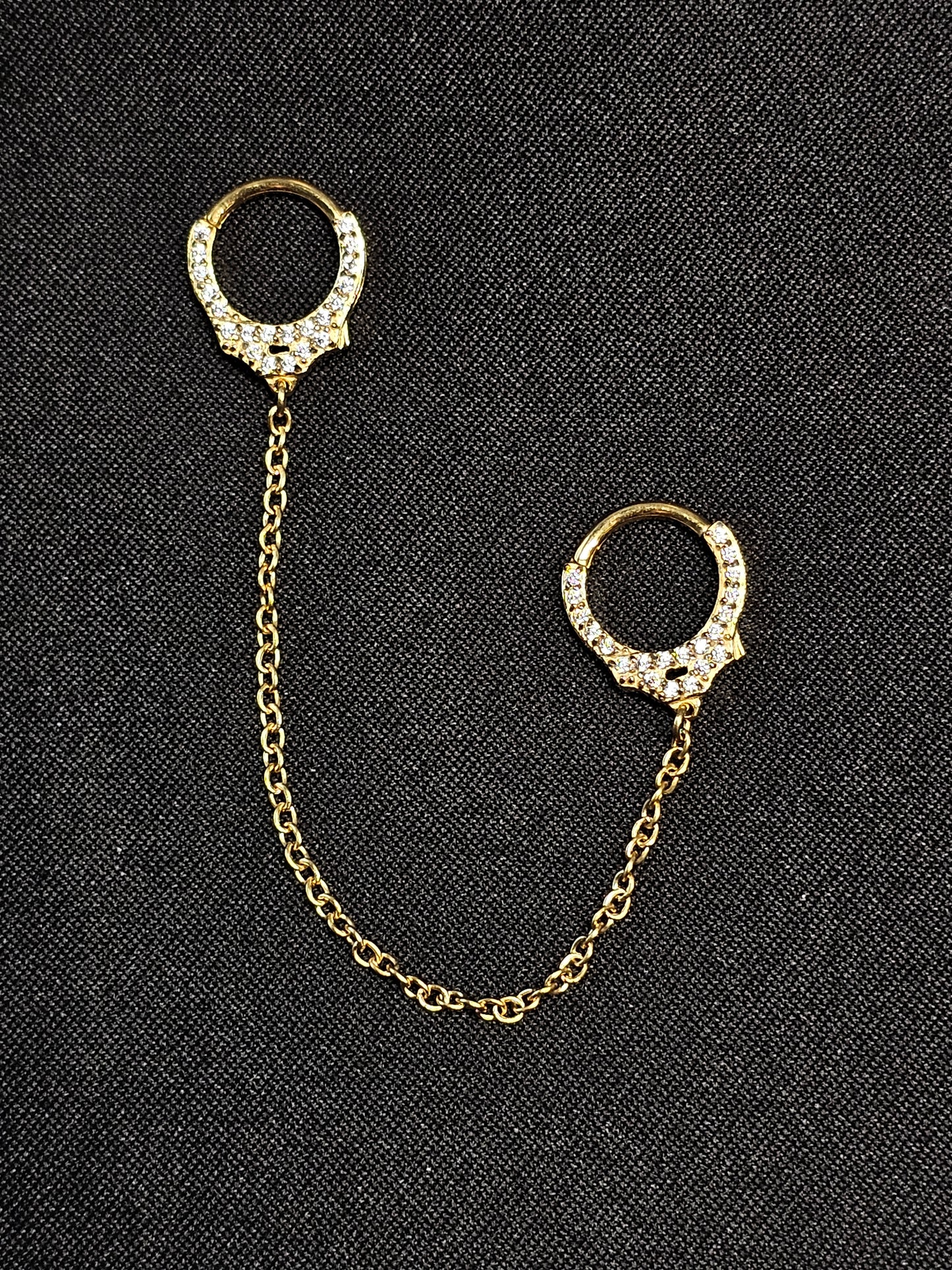 Gold glitter cuffs with chain 1.2mm